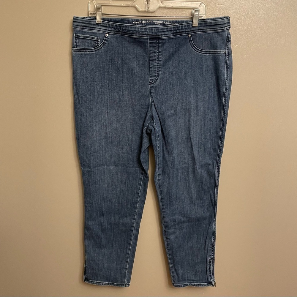 Chico's Jeans Women's 3 Girlfriend Slim Leg Ankle Perfect Stretch zipper ankle